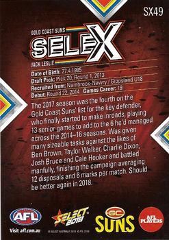 2018 Select Footy Stars - Selex #SX49 Jack Leslie Back